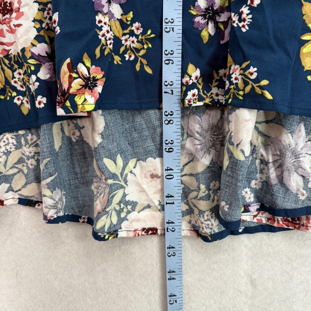 Torrid Dress Womens 2X Blue Floral 3/4 Bell Sleeve Fit & Flare Stretch Midi NWT - Picture 2 of 10